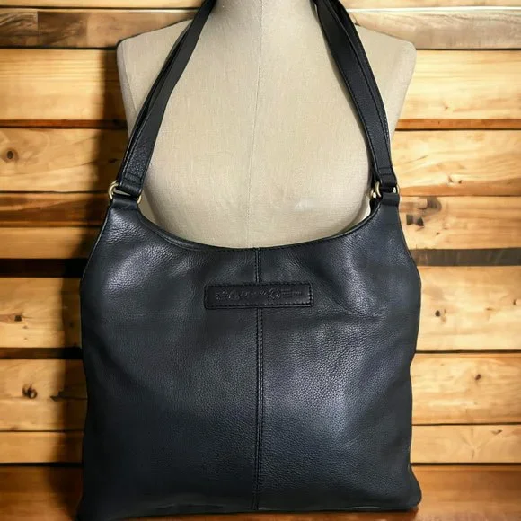 Fossil Vintage Black Pebbled Leather Hobo Shoulder Crossbody Shoulder Bag - Picture 1 of 10